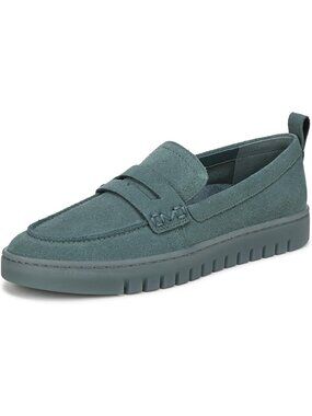 Women's Pacific Haze Suede Leather Round Toe Slip On Platform Penny Loafer